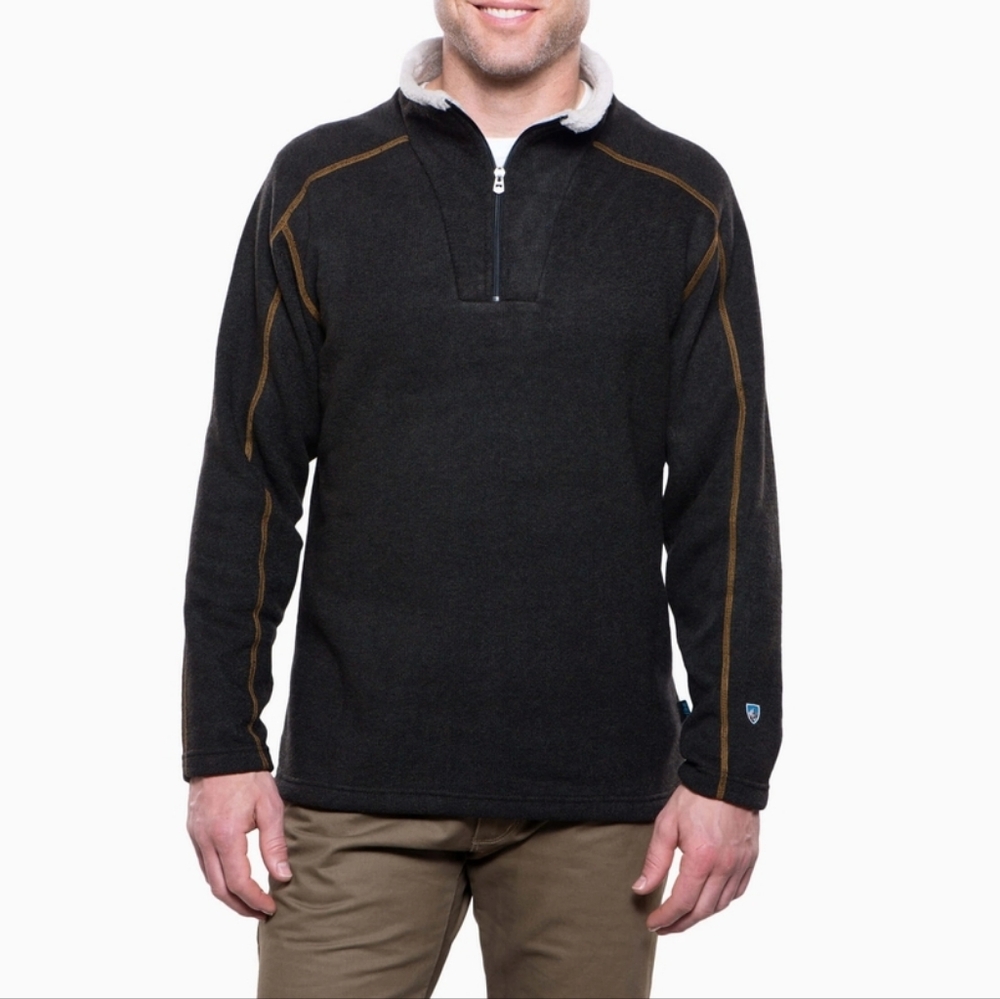 Kuhl Europa 1/4 quarter zip fleece alpaca men's small charcoal brown shearling